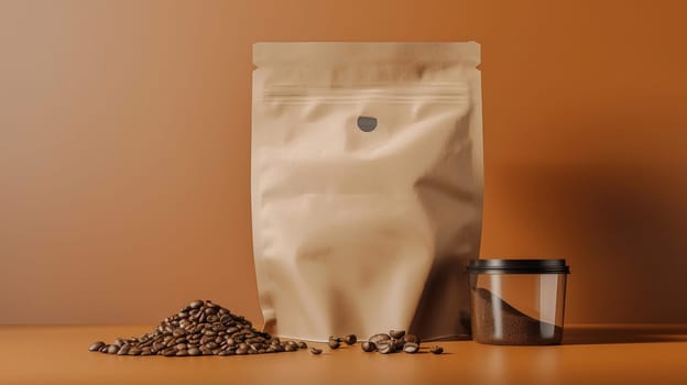 Experience the essence of freshly roasted coffee beans with our captivating paper bag product mockup photography, showcasing the rich aroma and flavor waiting to be enjoyed.