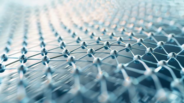Dive into the ethereal world of graphene with our captivating abstract image, showcasing a delicate mesh pattern in striking shades of white and blue, evoking a sense of depth and complexity.