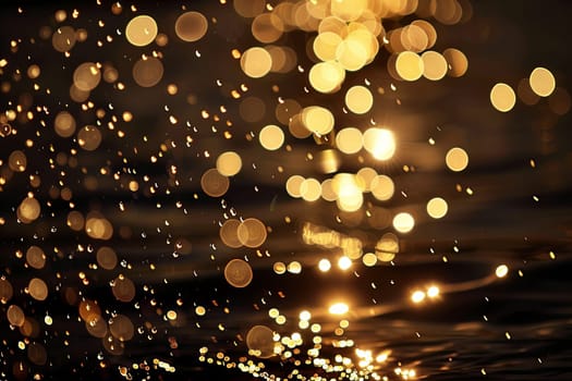 A blur of multicolored lights streak across the frame, creating a mesmerizing effect against the darkness. The lights appear hazy and indistinct, blending seamlessly with the black background.