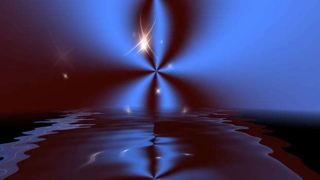 Colorful particles background reflected in water,Colorful particles background reflected in water
