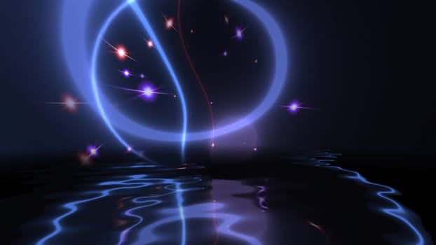 Colorful particles background reflected in water,Colorful particles background reflected in water