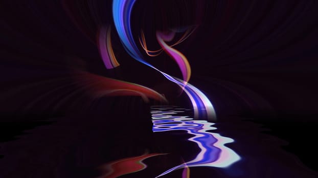 Colorful strings in motion against black background,Colorful strings in motion against black background