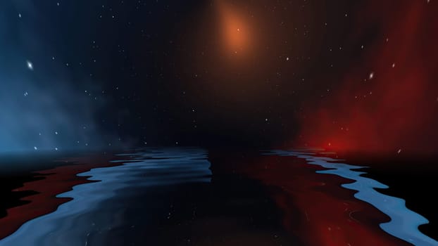 Space Universe With Stars And Galaxies reflected in water,Space Universe With Stars And Galaxies reflected in water