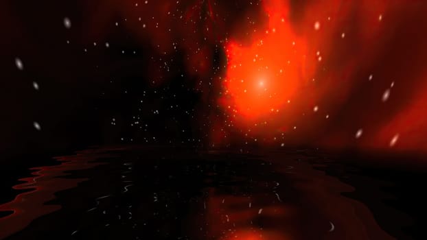Space Universe With Stars And Galaxies reflected in water,Space Universe With Stars And Galaxies reflected in water
