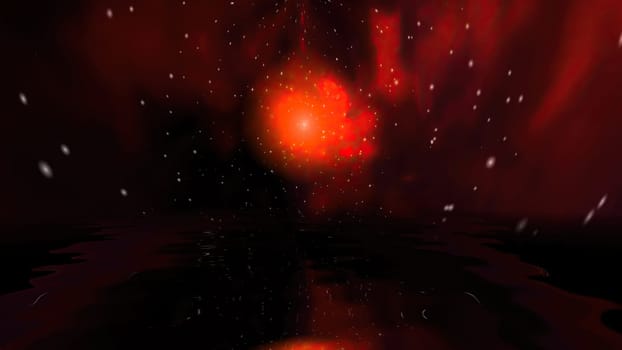 Space Universe With Stars And Galaxies reflected in water,Space Universe With Stars And Galaxies reflected in water