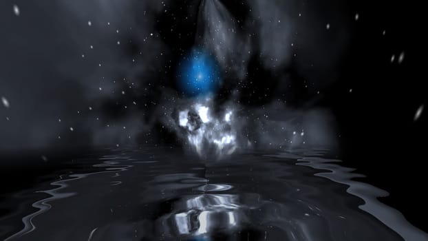 Space Universe With Stars And Galaxies reflected in water,Space Universe With Stars And Galaxies reflected in water