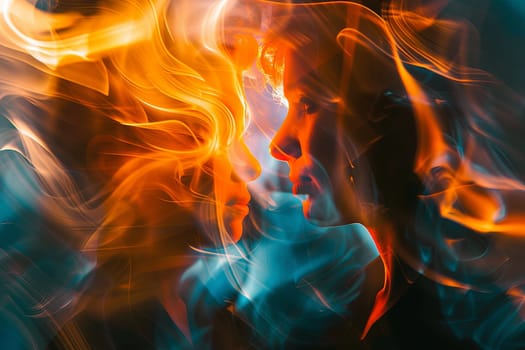A close-up view of roaring flames engulfing a source, emitting billows of dark smoke into the air. The fire burns fiercely, creating a dynamic and dramatic backdrop.