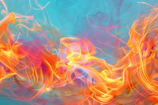 This abstract painting showcases vibrant orange and pink colors blending and swirling together. The brushstrokes create a dynamic and energetic composition, with the colors merging and overlapping in a harmonious yet striking way.