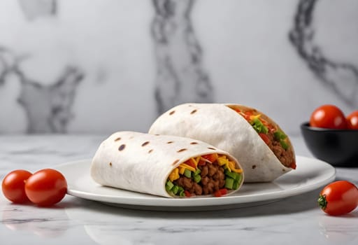 AI generated burritos, mexican food surrounded by the ingredients