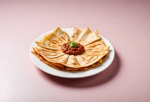 AI generated of a plate of quesadilals, a mexican cuisine, surrounded by the ingredients