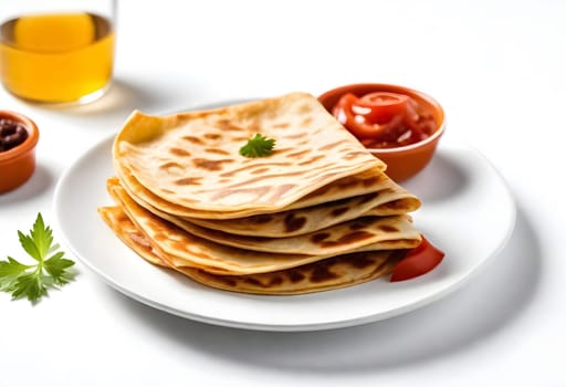 AI generated of a plate of quesadilals, a mexican cuisine, surrounded by the ingredients