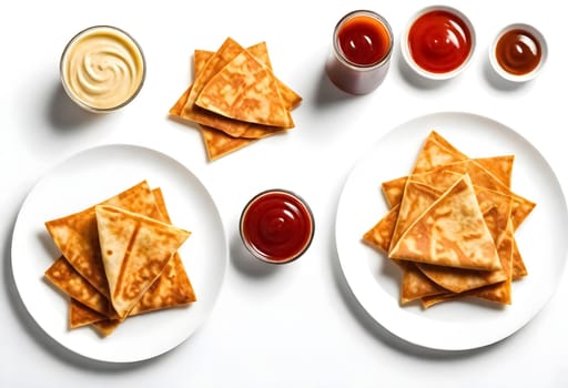 AI generated of a plate of quesadilals, a mexican cuisine, surrounded by the ingredients