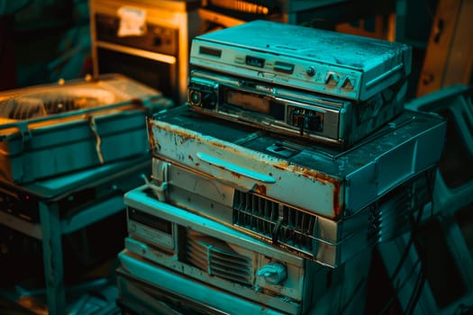 Disposing or collecting and recycling old home electrical appliances. AI generated