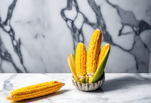 AI generated of Elote, Grilled Mexican Street Corn, charred cobs are slathered in sour cream based sauce, seasoned with chili powder and sprinkled with cheese, cilantro