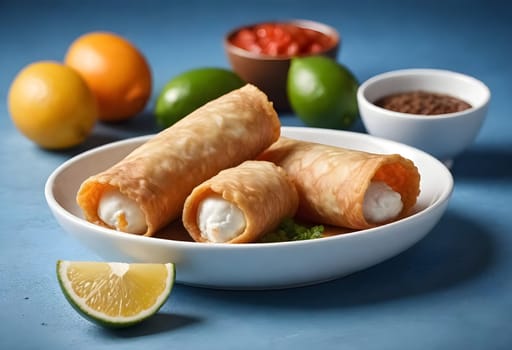 AI generated of enmoladas, a traditional mexican food with chicken meat and spicy sauce