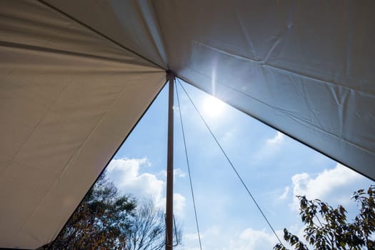 Camping tent with the blue sky