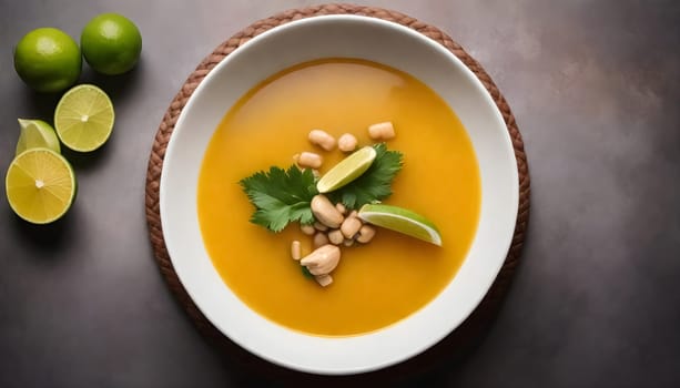 AI generated of a bowl of sopa de lima, mexican traditional soup