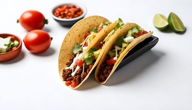 AI generated of tacos on a plate with white background