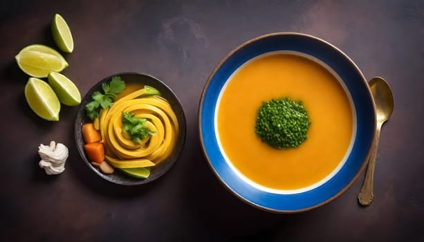 AI generated of a bowl of sopa de lima, mexican traditional soup