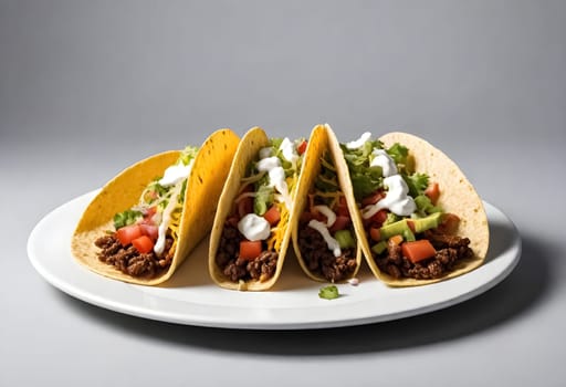 AI generated of tacos on a plate with white background