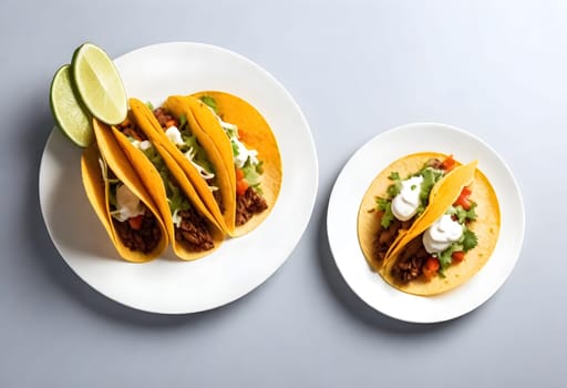 AI generated of tacos on a plate with white background