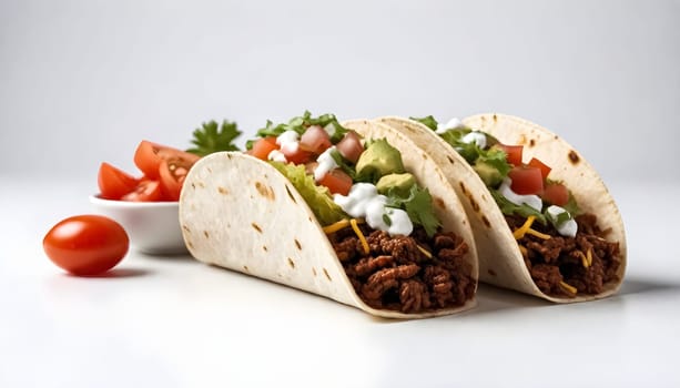AI generated of tacos on a plate with white background