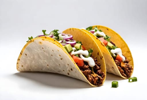 AI generated of tacos on a plate with white background