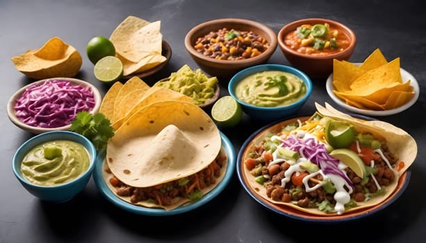 AI generated of a variety of mexican foods are on the table