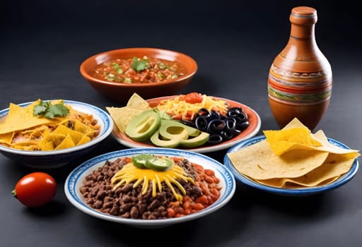 AI generated of a variety of mexican foods are on the table