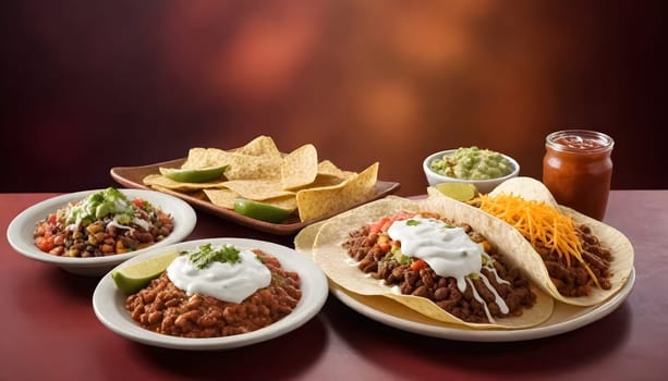 AI generated of a variety of mexican foods are on the table