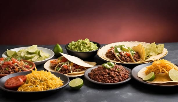 AI generated of a variety of mexican foods are on the table