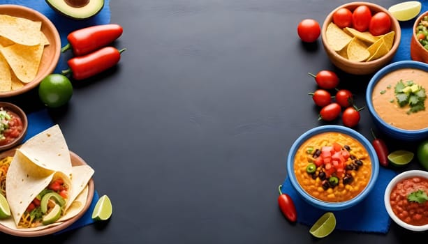 AI generated of a variety of mexican foods are on the table
