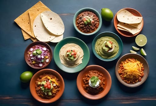 AI generated of a variety of mexican foods are on the table