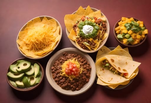 AI generated of a variety of mexican foods are on the table