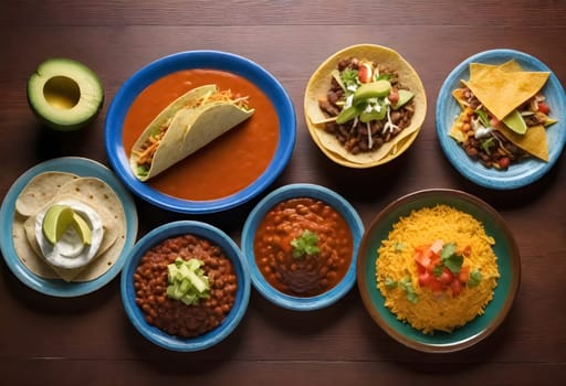 AI generated of a variety of mexican foods are on the table