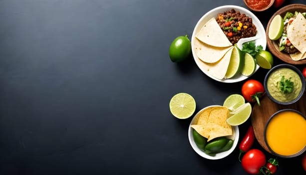 AI generated of a variety of mexican foods are on the table