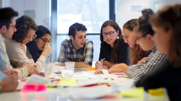 Witness the dynamic energy of a creative business team as they engage in brainstorming and ideation sessions, fueling innovation and fostering groundbreaking projects.