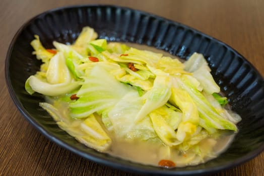 Chicken soup with cabbage on dish