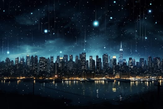 A dark night with a mesmerizing display of city lights