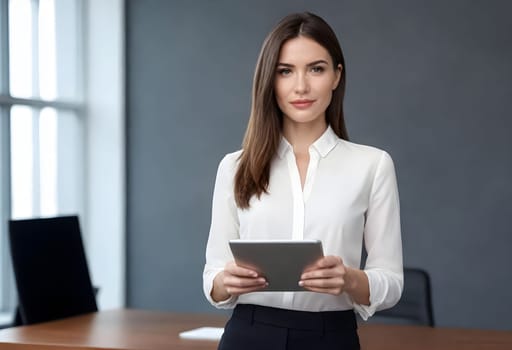 AI generated portrait of business woman person on working environtment
