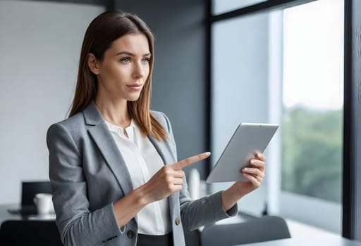 AI generated portrait of business woman person on working environtment