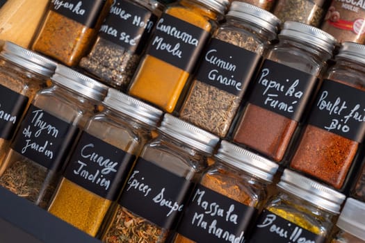a close up of assortment of spices