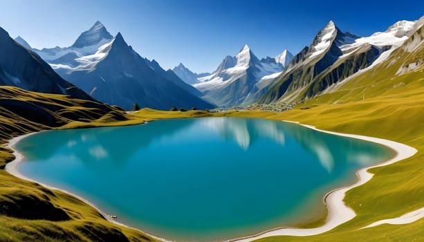 AI generated of the majestic peaks and crystal-clear lakes of the Swiss Alps