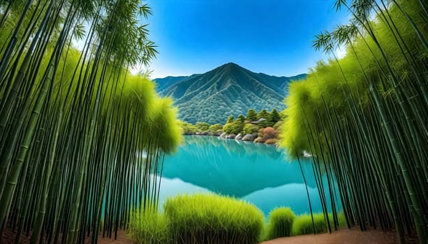 AI generated of A bamboo forest in kyoto, Japan