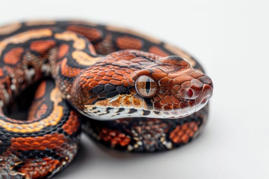 Dominican red mountain boa snake on white background. AI Generated.