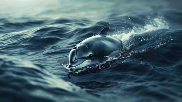 Vaquita, porpoise species in the ocean. AI Generated.