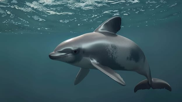 Vaquita, porpoise species in the ocean. AI Generated.