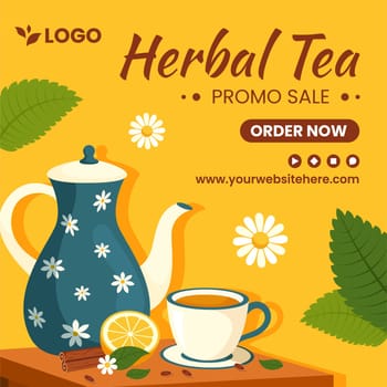Herbal Tea Social Media Illustration Flat Cartoon Hand Drawn Templates Background