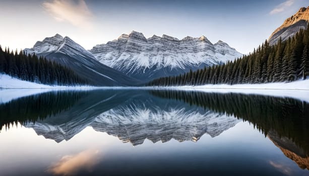 AI generated of banff national park in canada with a lake and mountains in the background