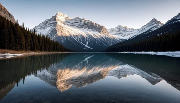 AI generated of banff national park in canada with a lake and mountains in the background
